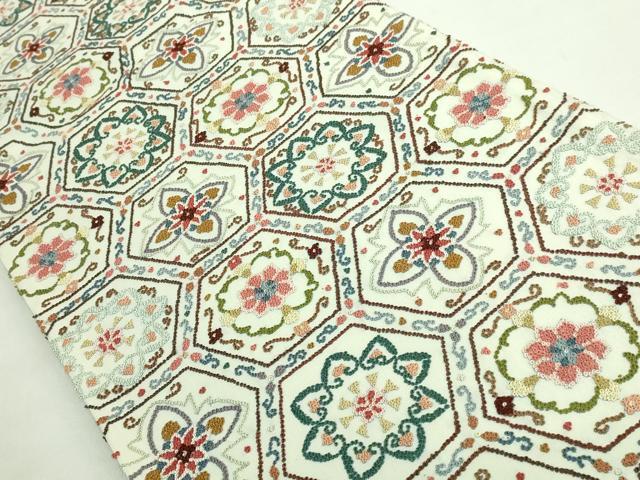 平和屋本店●極上　中国三大刺繍　相良刺繍　袋帯　亀甲花文　逸品　DZAB2852kh6