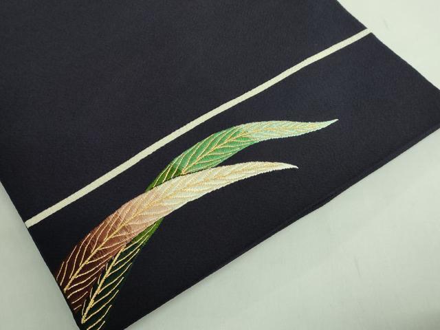 平和屋本店●極上　浦野理一　九寸名古屋帯　総刺繍　白鷺　黒紅色地　金糸　鬼しぼ縮緬　逸品　DZAB2859kh6