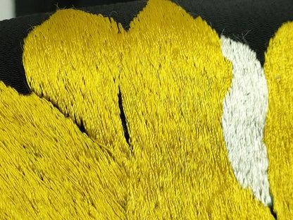 平和屋着物●極上　アンティーク　大正ロマン　九寸名古屋帯　総手刺繍　枝花文　黒地　金糸　逸品　DZAB2867kh6