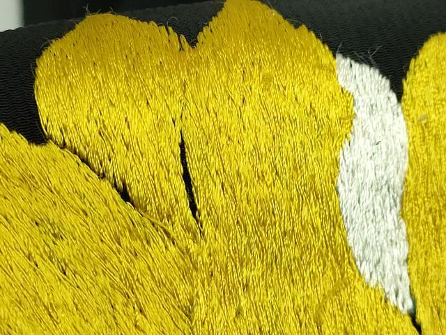 平和屋着物●極上　アンティーク　大正ロマン　九寸名古屋帯　総手刺繍　枝花文　黒地　金糸　逸品　DZAB2867kh6