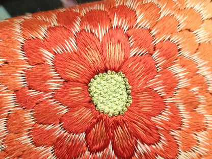 平和屋着物●極上　アンティーク　大正ロマン　九寸名古屋帯　総手刺繍　花鳥文　黒地　金糸　逸品　DZAB2871kh6