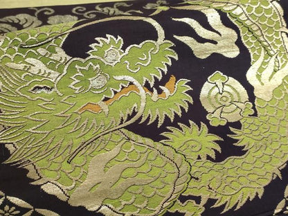 平和屋着物●極上　アンティーク　大正ロマン　九寸名古屋帯　引き抜き帯　龍　金銀糸　逸品　DZAB2873kh6