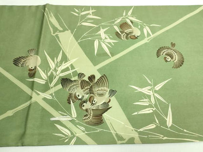 平和屋本店●極上 アンティーク 大正ロマン 六通柄 京袋帯 手刺繍 雀 逸品 DZAB2875kh6
