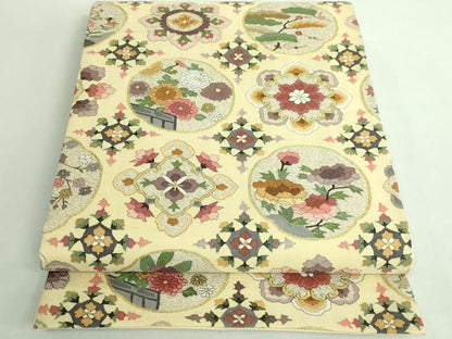 平和屋本店●極上　明綴れ　袋帯　花菱文　金糸　逸品　DZAB2879kh6