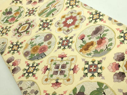 平和屋本店●極上　明綴れ　袋帯　花菱文　金糸　逸品　DZAB2879kh6