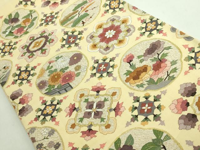 平和屋本店●極上　明綴れ　袋帯　花菱文　金糸　逸品　DZAB2879kh6