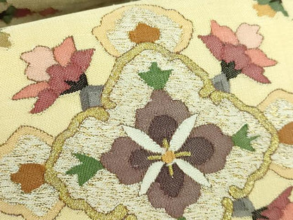 平和屋本店●極上　明綴れ　袋帯　花菱文　金糸　逸品　DZAB2879kh6