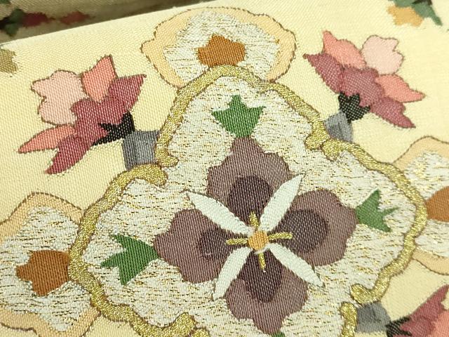 平和屋本店●極上　明綴れ　袋帯　花菱文　金糸　逸品　DZAB2879kh6