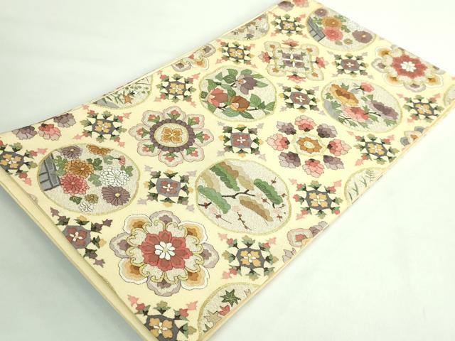 平和屋本店●極上　明綴れ　袋帯　花菱文　金糸　逸品　DZAB2879kh6