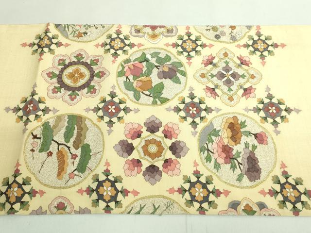 平和屋本店●極上　明綴れ　袋帯　花菱文　金糸　逸品　DZAB2879kh6