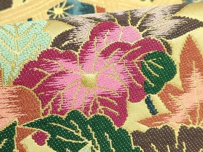 平和屋着物●極上　西陣　白綾苑大庭　六通柄袋帯　花籠文　金糸　逸品　DZAB2883kh6