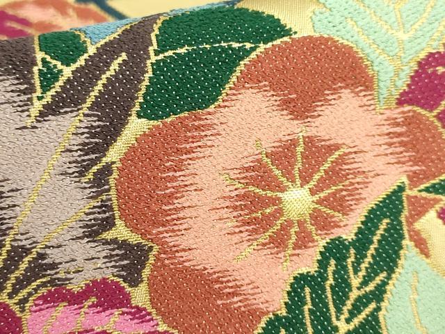 平和屋着物●極上　西陣　白綾苑大庭　六通柄袋帯　花籠文　金糸　逸品　DZAB2883kh6