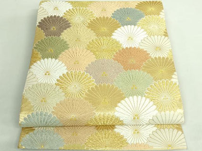 平和屋着物●極上　六通柄袋帯　唐織　花青海波　金糸　逸品　DZAB2886kh6