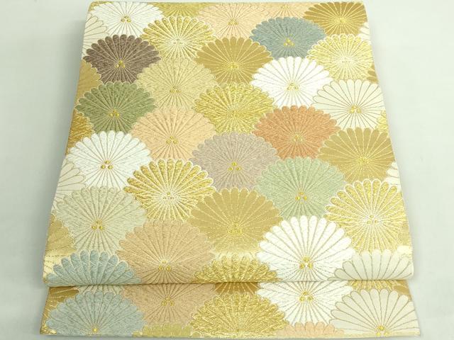 平和屋着物●極上　六通柄袋帯　唐織　花青海波　金糸　逸品　DZAB2886kh6
