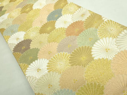 平和屋着物●極上　六通柄袋帯　唐織　花青海波　金糸　逸品　DZAB2886kh6
