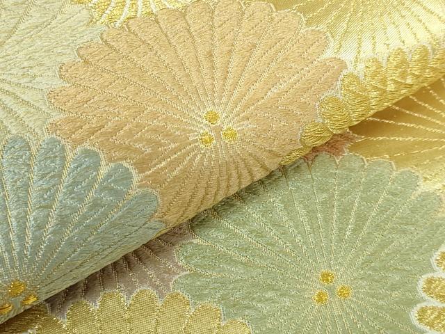平和屋着物●極上　六通柄袋帯　唐織　花青海波　金糸　逸品　DZAB2886kh6