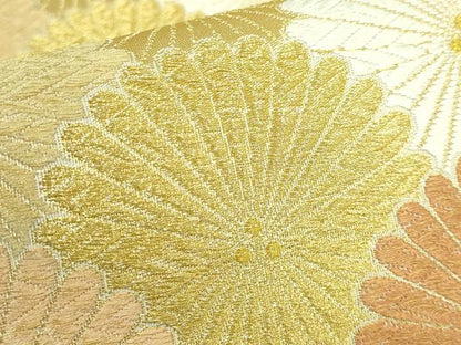 平和屋着物●極上　六通柄袋帯　唐織　花青海波　金糸　逸品　DZAB2886kh6