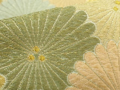 平和屋着物●極上　六通柄袋帯　唐織　花青海波　金糸　逸品　DZAB2886kh6
