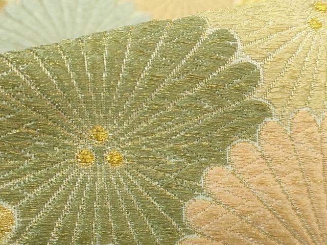 平和屋着物●極上　六通柄袋帯　唐織　花青海波　金糸　逸品　DZAB2886kh6