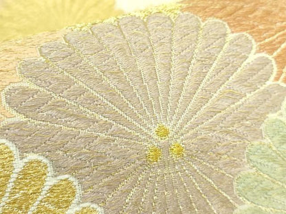 平和屋着物●極上　六通柄袋帯　唐織　花青海波　金糸　逸品　DZAB2886kh6
