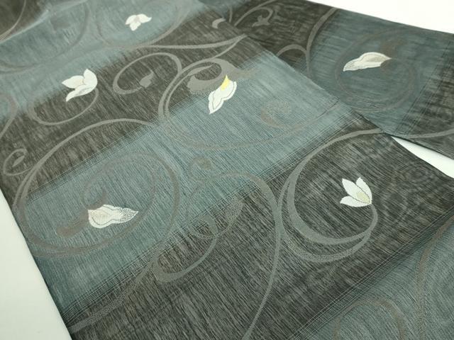 平和屋着物●極上　九寸名古屋帯　スリーシーズン帯　花唐草　金銀糸　逸品　DZAB2890kh6