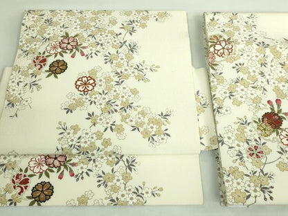 平和屋着物●極上　つけ帯　雪輪舞桜　金彩　縮緬地　逸品　DZAB2892kh6