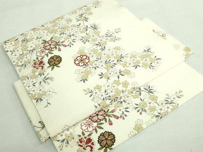 平和屋着物●極上　つけ帯　雪輪舞桜　金彩　縮緬地　逸品　DZAB2892kh6