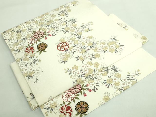平和屋着物●極上　つけ帯　雪輪舞桜　金彩　縮緬地　逸品　DZAB2892kh6