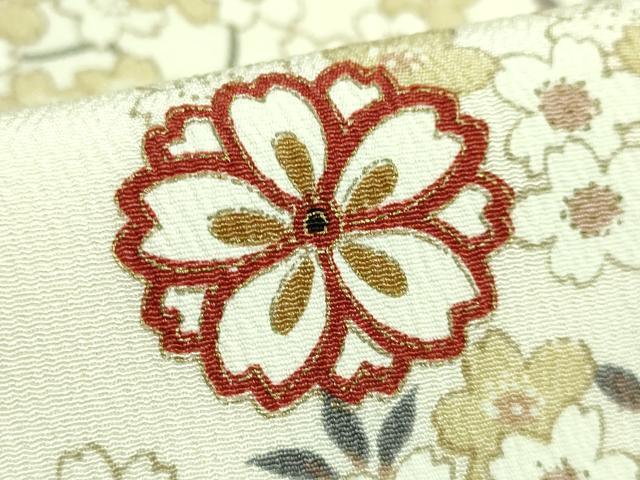 平和屋着物●極上　つけ帯　雪輪舞桜　金彩　縮緬地　逸品　DZAB2892kh6