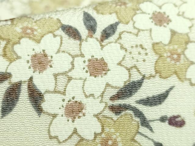 平和屋着物●極上　つけ帯　雪輪舞桜　金彩　縮緬地　逸品　DZAB2892kh6