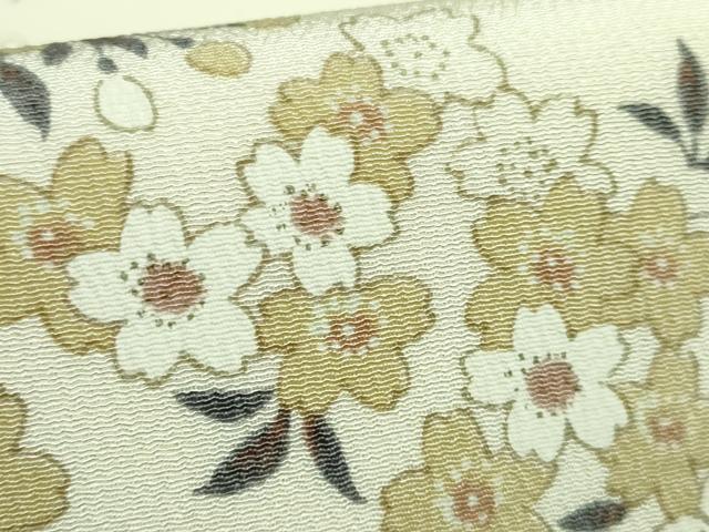 平和屋着物●極上　つけ帯　雪輪舞桜　金彩　縮緬地　逸品　DZAB2892kh6