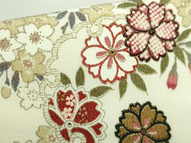 平和屋着物●極上　つけ帯　雪輪舞桜　金彩　縮緬地　逸品　DZAB2892kh6