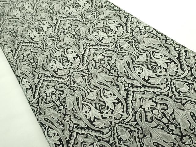 平和屋着物●極上　全通柄袋帯　洋花文　黒地　逸品　DZAB2893kh6