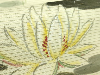 平和屋着物＊極上 夏物 アンティーク 大正ロマン 九寸名古屋帯 手描き 川蝉 蓮 逸品 DZAB2897kh6