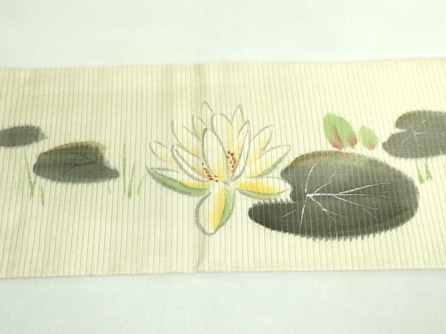 平和屋着物＊極上 夏物 アンティーク 大正ロマン 九寸名古屋帯 手描き 川蝉 蓮 逸品 DZAB2897kh6