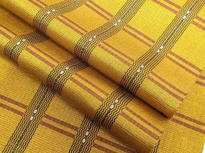 平和屋着物●極上　本場黄八丈　紬　八寸名古屋帯　格子　逸品　DZAB2899kh6