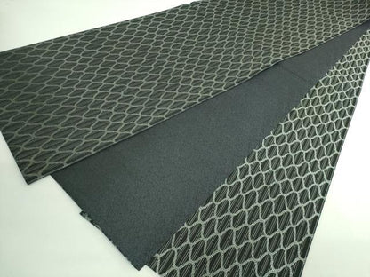 平和屋着物●極上　全通柄袋帯　網目文　黒地　逸品　DZAB2908kh6