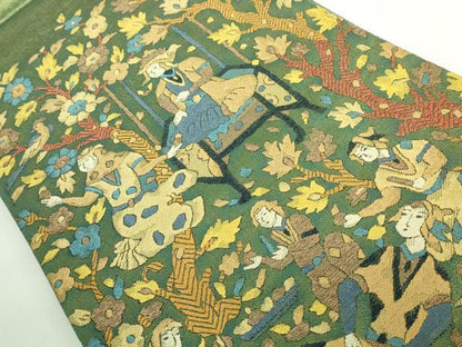 平和屋着物●極上　西陣　じゅらく謹製　太鼓柄袋帯　唐織　彩花招宴図　金糸　証紙付き　逸品　DZAB2913kh6