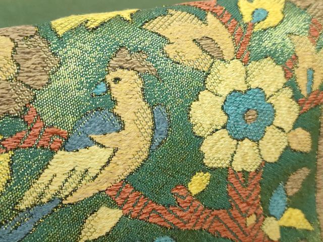 平和屋着物●極上　西陣　じゅらく謹製　太鼓柄袋帯　唐織　彩花招宴図　金糸　証紙付き　逸品　DZAB2913kh6
