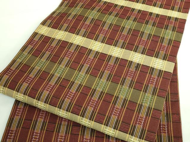 平和屋着物●極上　九寸名古屋帯　格子　逸品　DZAB2918kh6