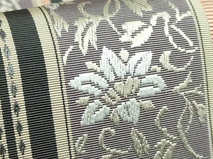 平和屋着物●極上　本場筑前博多織　八寸名古屋帯　筑前間道　福絖織物　証紙付き　逸品　DZAB2921kh6