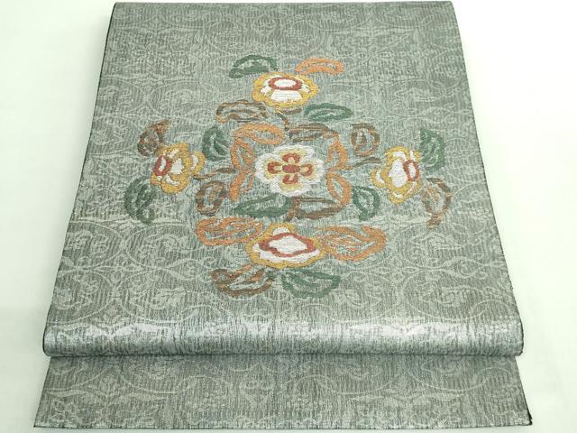 平和屋着物●極上　紋屋井関　御寮織　太鼓柄袋帯　草花文　金銀糸　逸品　DZAB2939kh6