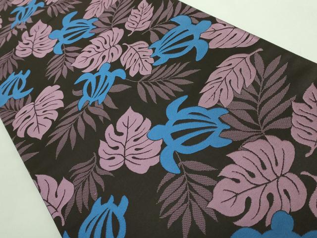 平和屋着物●極上　全通柄袋帯　ウミガメ　憲法黒茶色地　逸品　DZAB2946kh6