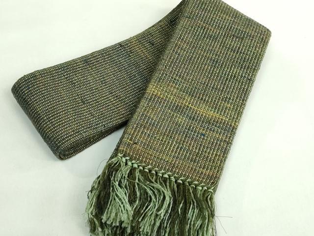 平和屋本店●極上　男性　角帯　本場宝来　紬地　近資織物謹製　共箱付き　逸品　未使用　DZAB2949kh6