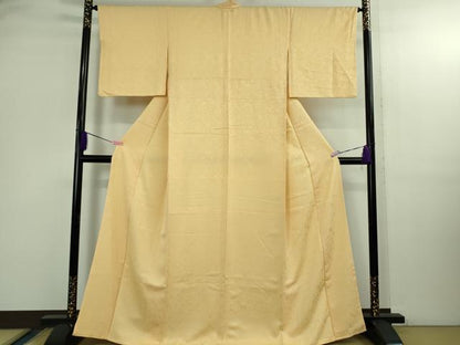 平和屋着物●極上　色無地　御所車地紋　蜂蜜色　逸品　DZAB2954kh6