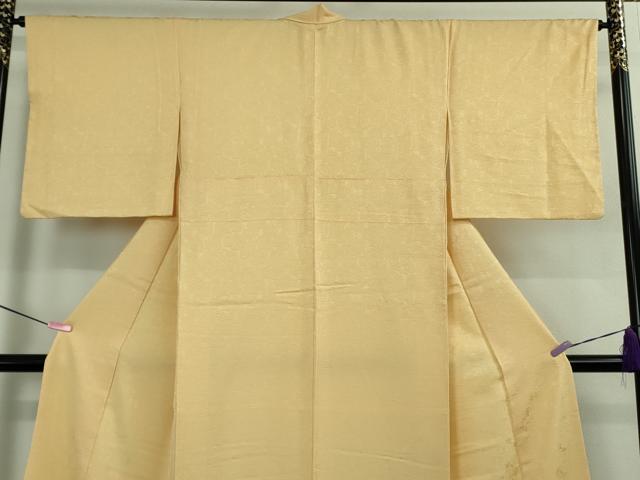 平和屋着物●極上　色無地　御所車地紋　蜂蜜色　逸品　DZAB2954kh6