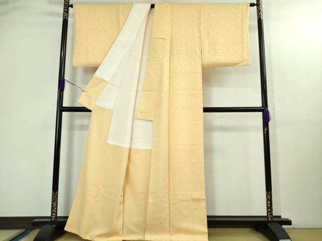 平和屋着物●極上　色無地　御所車地紋　蜂蜜色　逸品　DZAB2954kh6