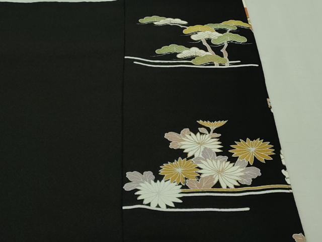 平和屋本店●極上　創業460年・千總　黒留袖　駒刺繍　束ね熨斗　宝尽くし　金彩　たとう紙付き　逸品　DZAB2955kh6