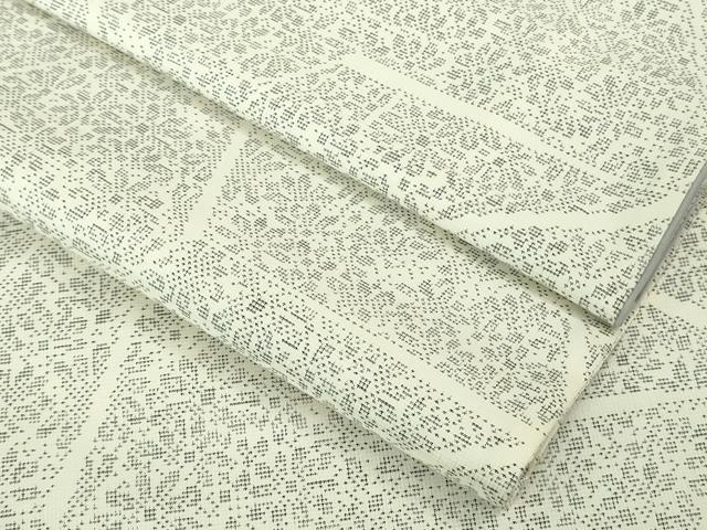 平和屋本店●極上　本場大島紬　白大島　7マルキ　切嵌花文　ロング丈　逸品　未使用　DZAB2964kh6