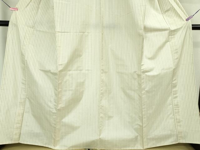平和屋着物▽極上 白紬 単衣 間道 逸品 DZAB2965kh6
